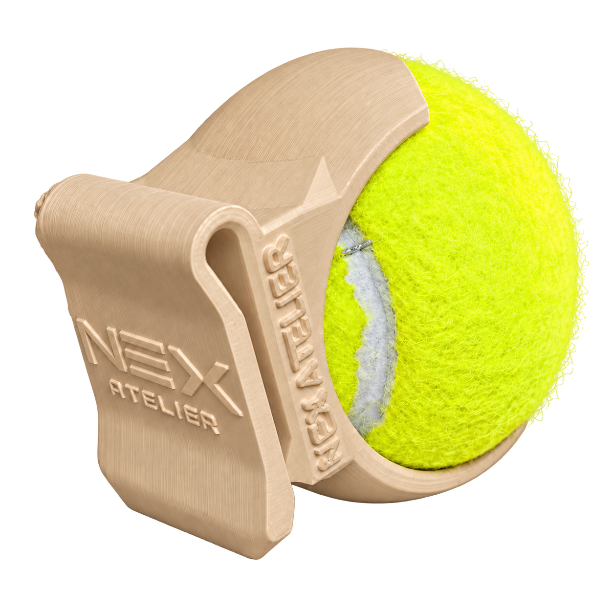 Le porte-balle NEX SPORT beige avec sa balle, sur fond transparent